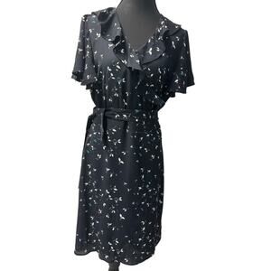 NWT Chelsea Nordstrom Navy Wrap Feminine Dress Size L